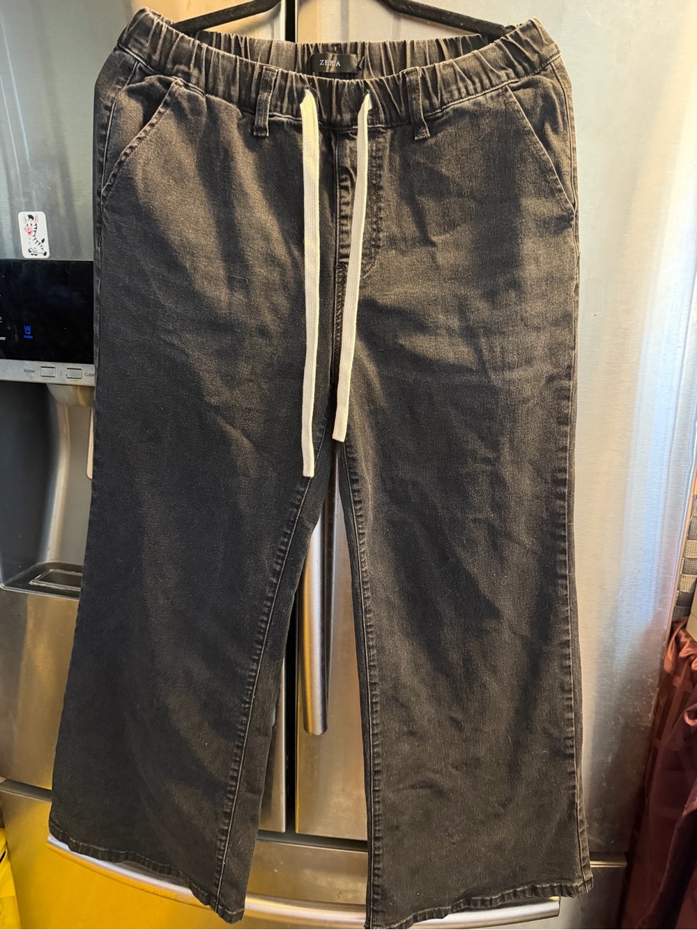 Zara Black Wide-Leg Drawstring Pants